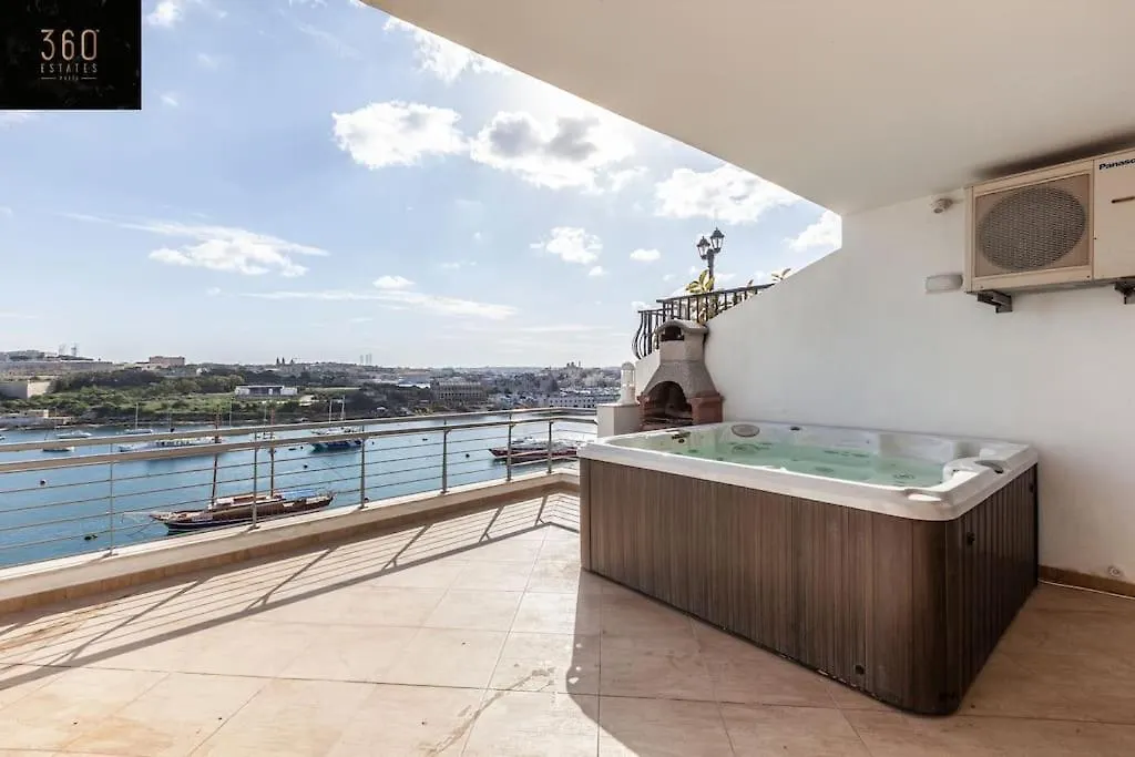 Luxury Apt With Hot Tub & Bbq With Valletta Views By 360 Estates Sliema Apartment